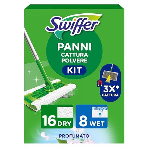Swiffer Scopa Catturapolvere Kit Completo con Panni Dry e Wet
