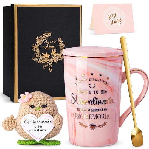 Set Regalo Donna Compleanno: Tazza Marmo Rosa, Bambola Patata Positiva