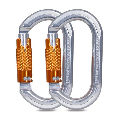 Set di 2 Moschettoni da Arrampicata 22KN con Chiusura a Vite