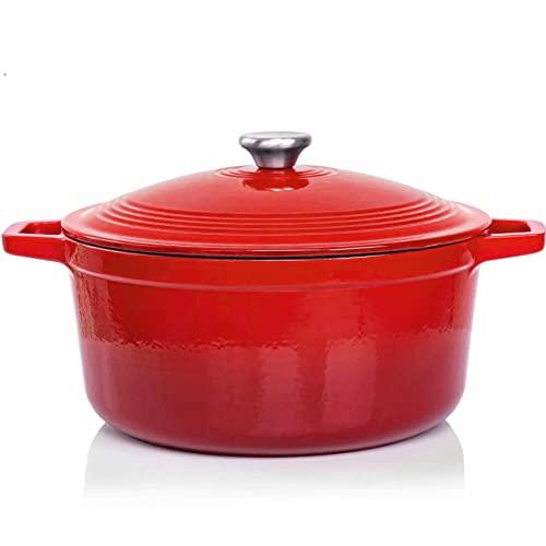 Casseruola in Ghisa Smaltata VeoHome Rosso 6L Ø28cm