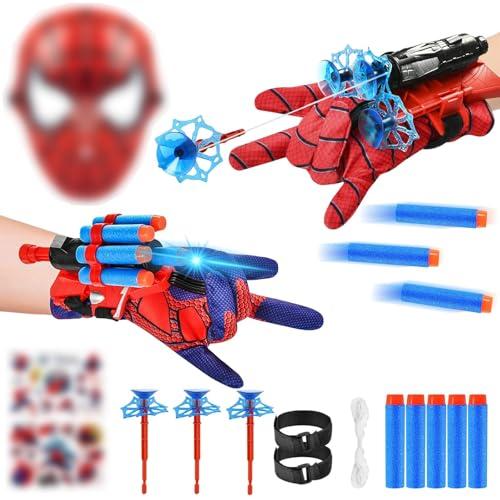 Set di 2 Guanti Spiderman con Launcher e Maschera per Bambini