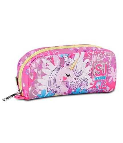 SJ Gang Portapenne Scuola, Rosa, UnicornLed, Bustina con Scomparto Unico Porta Penne, Accessori Zaino, Medie, Superiori, Bambina