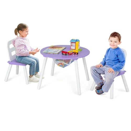 COSTWAY Set Tavolo Rotondo con 2 Sedie per Bambini