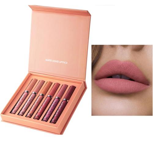 Rossetto Liquido Set, 6 PCS Rossetto Kit lucidalabbra per rossetto liquido opaco, regalo rossetto liquido per cosmetici a lunga durata impermeabile