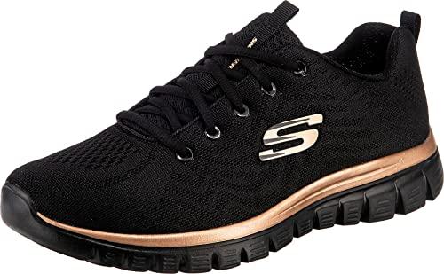 Skechers Graceful Get Connected, Sneaker Donna, Nero Black Mesh Rose Gold Trim, 39 EU