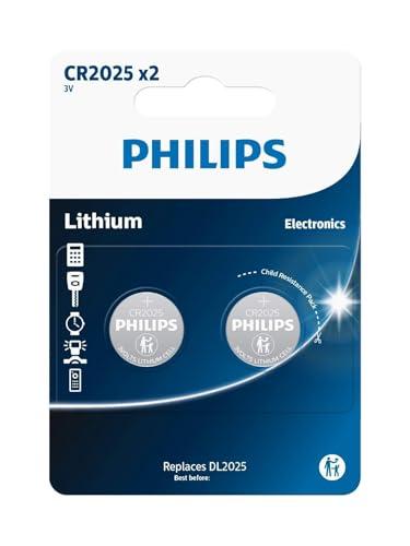 Philips CR2025 Batterie a Bottone al Litio, 3V - Confezione da 2
