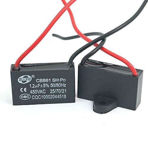 DollaTek 2Pcs CBB61 1.2uF 450V AC Condensatore Motore Ventilatore Condizionatore d'Aria