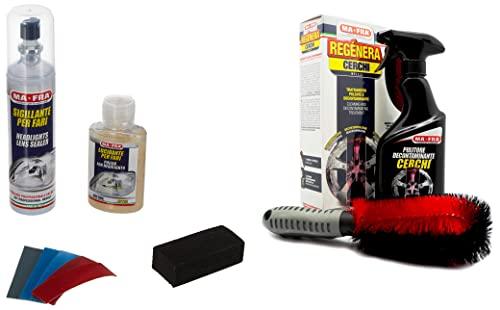 Kit Rigenera Fari e Cerchi Mafra: Trattamento Completo Pulente e Decontaminante
