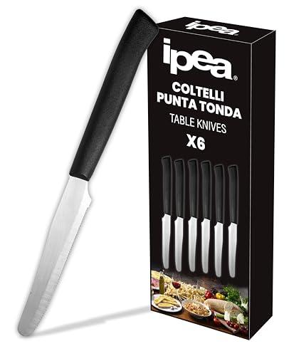 IPEA Coltelli da Tavola per Bistecca e Carne punta Tonda - Set da 6