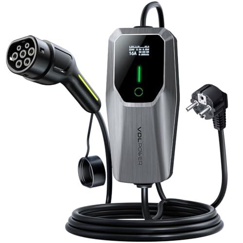 VDL POWER EC11 - Colonnina di Ricarica per Auto Elettriche 3.6KW con Cavo Tipo 2 e Spina Schuko