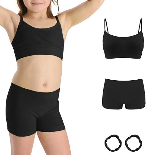 Risalti Set Top Bambina e Pantaloncini in Microfibra - Top e Culotte Bambina Morbidi, Completo Intimo Bimba Senza Cuciture ed Etichette, Bracciali Colorati Omaggio - Made in Italy