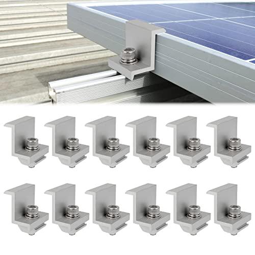 12 Pezzi Staffa Z di Montaggio per Pannelli Solari, Kit Morsetto Terminale Staffa, Supporti per Pannello Solare, Kit di Montaggio su Tetto per Fotovoltaica