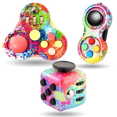 Steemjoey 3Pcs Fidget Toys - Set di Cubo Antistress e Fidget Pad per Adulti e Bambini