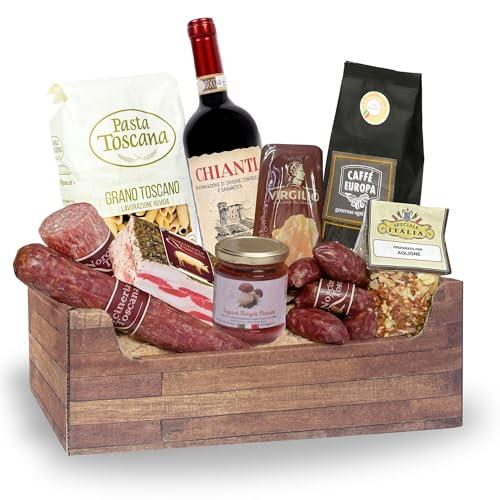 Cesti Natalizi Speciale Italia - Cesto Natalizio Gastronomico Toscana e Dintorni, Confezione Regalo Natale con Prodotti Alimentari Tipici della Regione Toscana, 10 pezzi