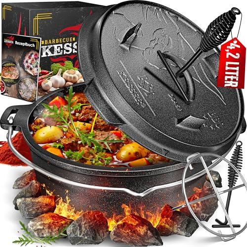 KESSER® Set Forno Olandese in Ghisa con Accessori, Ideale per Barbecue, Campeggio e Cucina