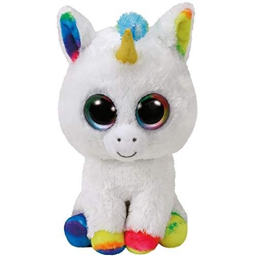 Ty Peluche Beanie Boos - Pixy - Unicorno - Occhioni, zampine, orecchie e corno arcobaleno glitter - Il morbido pupazzo con gli occhi grandi scintillanti - 28 Cm