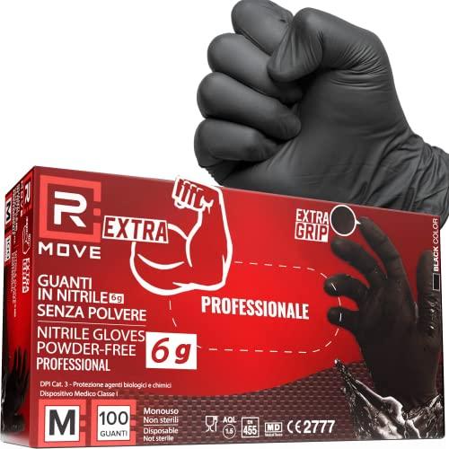 R MOVE 100 Guanti in Nitrile Neri - Taglia M