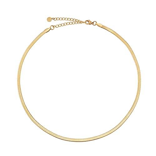 GD GOOD.designs Catena a serpente da donna - collana piatta senza pendente in acciaio inossidabile