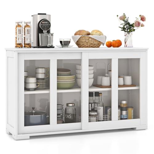 COSTWAY Armadietto da Cucina Mobile Laterale Multiuso con Ante Scorrevoli