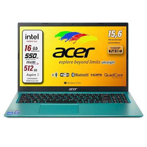 Acer Notebook Intel 4 Core N6000, RAM 16 Gb Ddr4, SSD pci da 512 Gb, Display FULLHD da 15,6