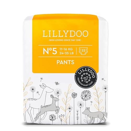 Pannolini a mutandina LILLYDOO - Taglia 5 (11-16 kg), 22 unità, nuove tasche pipì e pupù, più protezione dalle fuoriuscite, 0% profumi e lozioni, ideali per pelli sensibili, dermatologicamente testati