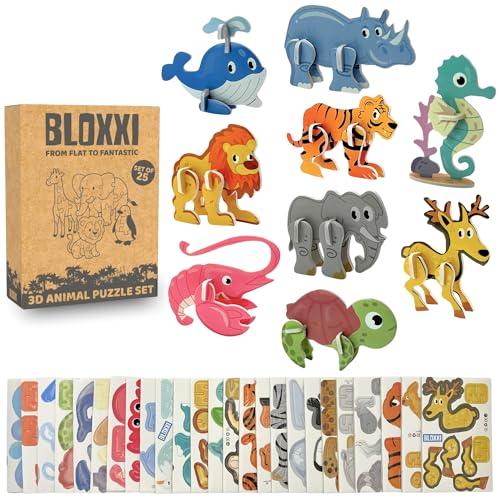 Bloxxi Set di 25 Puzzle 3D Animali