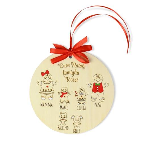 Pallina di Natale personalizzata famiglia omini pan di zenzero