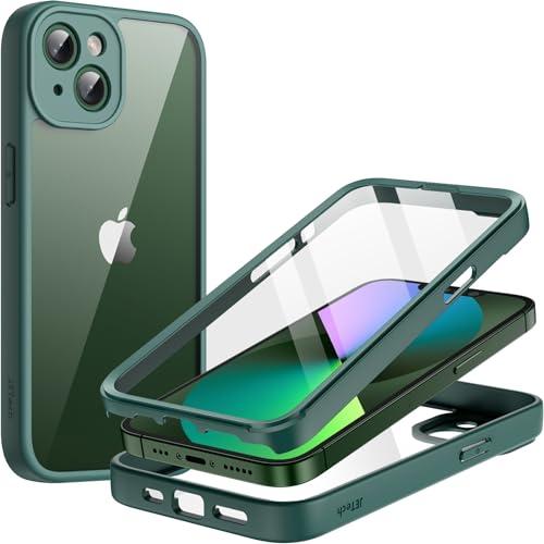 JETech Cover iPhone 13 con Vetro Temperato Integrato Verde Notte