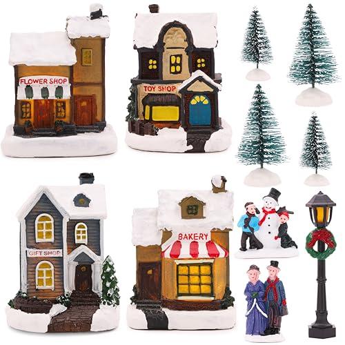 Toyland® Mini villaggio di Natale & negozio scena con luci LED (12 PEZZI NEGOZIO)