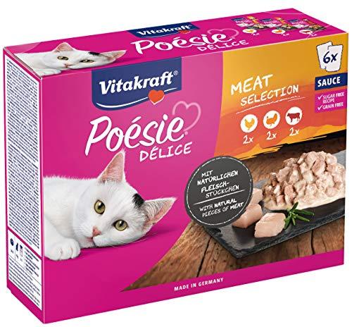 Vitakraft Poesia Délice: Cibo Umido Completo per Gatti con Carne in Salsa