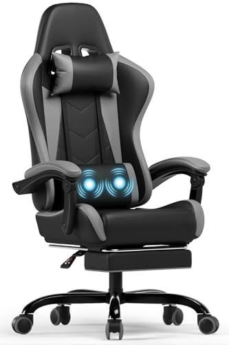 Devoko Sedia da Gaming Massaggiante con Poggiapiedi Telescopico