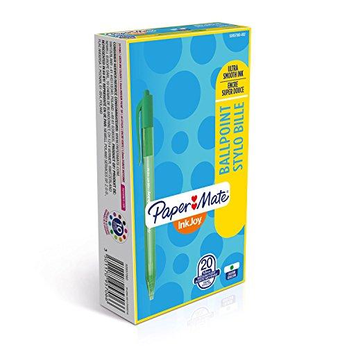PaperMate InkJoy 100 - Penna a Sfera a Scatto, Verde, Punta Media 1.0 mm, Confezione da 20