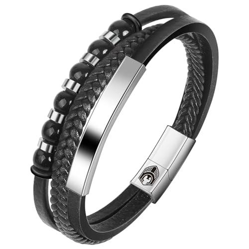 Bracciale in Pelle Intrecciata con Chiusura Magnetica in Acciaio Inossidabile