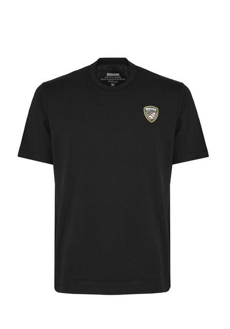 Blauer T-Shirt Logo Gommato Faxon Nero