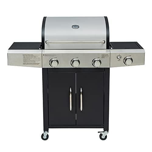 Arsard Barbecue a Gas Professionale XXL 4 Fuochi con Bruciatore Laterale