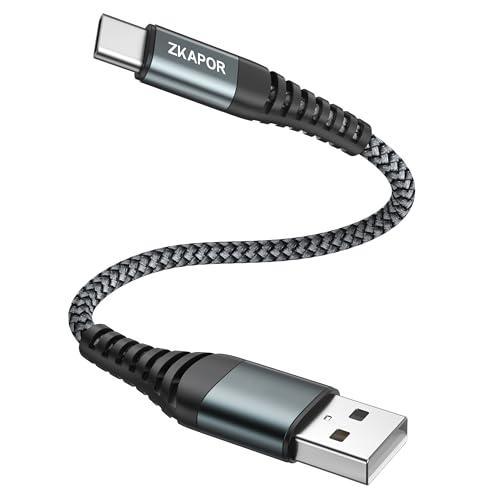 ZKAPOR Cavo USB C Corto 30CM Ricarica Rapida 3A Nylon Intrecciato Cavo Tipo C Compatibile per iPhone 15/15 Pro Max, Samsung Galaxy S23/S22/S21/S10, Note 10, Huawei P40/P30, Google Pixel