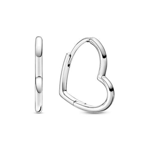 Orecchini a Cerchio a Cuore Asimmetrico in Argento Sterling 925