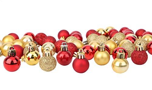 Toyland® - Set di 64 mini palline di Natale, 32 rosse, 32 dorate, 2,5 cm (25 mm)