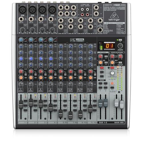 Behringer XENYX X1622USB Mixer Premium a 16 ingressi 2/2 bus con preamplificatori microfonici e compressori XENYX, equalizzatore britannico, processore multi-effetto a 24 bit e interfaccia USB/audio