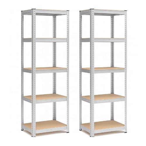 Set di 2 Scaffali in Metallo IlGruppone, 5 Ripiani Regolabili, 875 kg