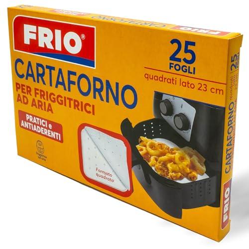FRIO - Carta Forno per Friggitrici ad Aria - 25 Fogli Quadrati 23x23 cm