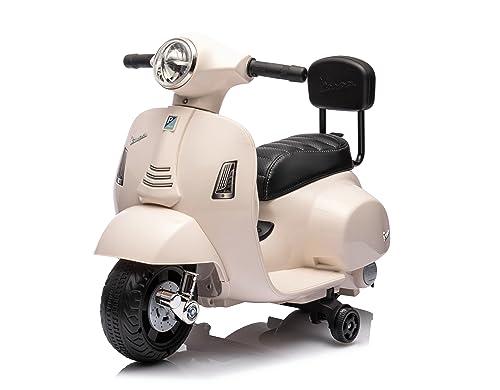 Mondial Toys Moto Elettrica Scooter per Bambini Mini Vespa GTS Piaggio 6V Bianco