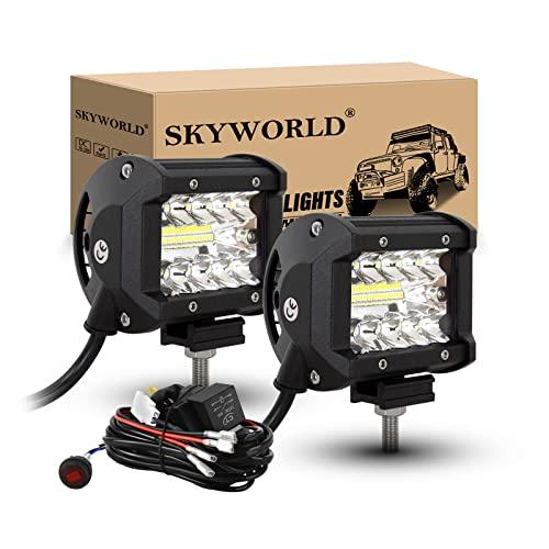SKYWORLD 2x Faro LED da Lavoro 60W con Cablaggio 12V