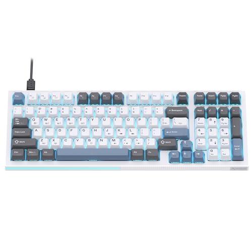 KEMOVE K98SE Tastiera Gaming Meccanica, Tastiera per Computer Retroilluminata a LED a 98 Tasti, Tastiera Cablata con Layout QWERTY al 96% USA, Interruttore Blu Pre-lubrificato