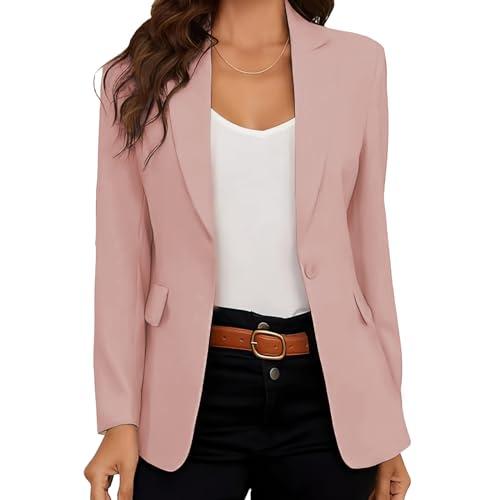 Blazer Donna Elegante Rosa - Giacca Casual da Ufficio Slim Fit