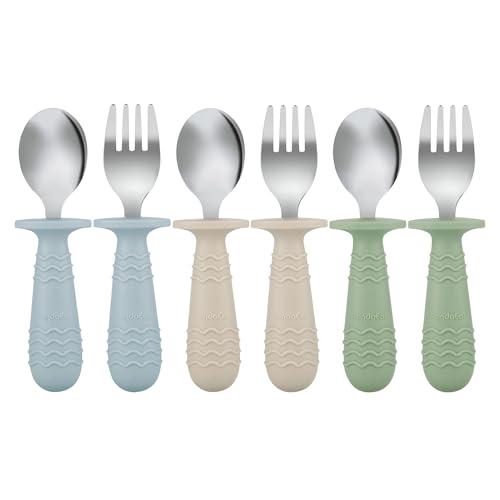 PandaEar Set di 6 Posate per Bambini in Acciaio Inossidabile e Silicone