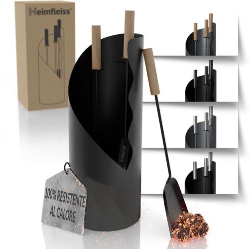 Heimfleiss® Set Camino Nero Moderno con Manici in Legno