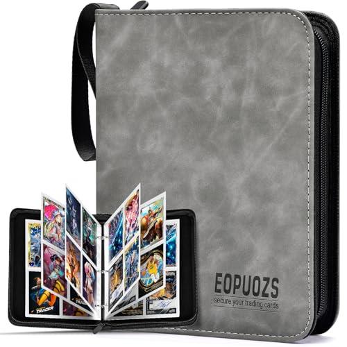 Album di Carte da Collezione, Raccoglitore Carte con Cerniera, 400 Tasche Album Impermeabile, Regalo per bambini e adulti, Grigio (400 Tasche)