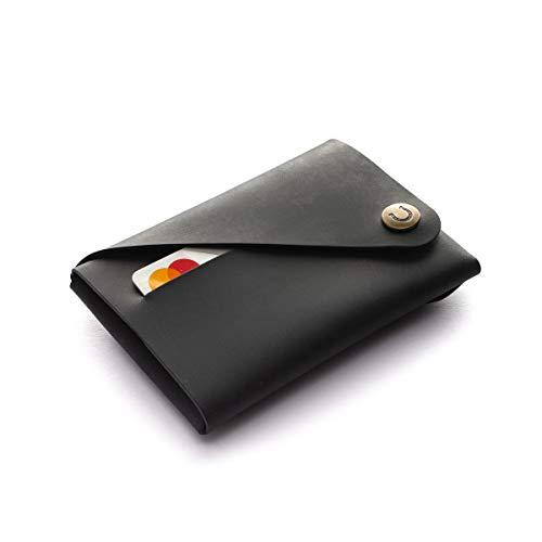 Portafoglio Minimalista in Pelle Carbon Black Crazy Horse