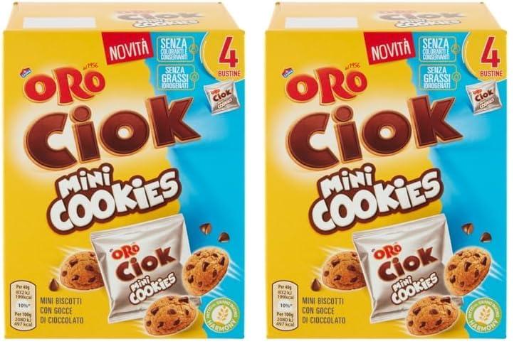 Oro Ciok Novità Mini Cookies con Gocce di Cioccolato al Latte - 4x40g